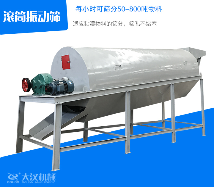 滾筒振動(dòng)篩適應(yīng)粘濕物料的篩分，篩孔不堵塞